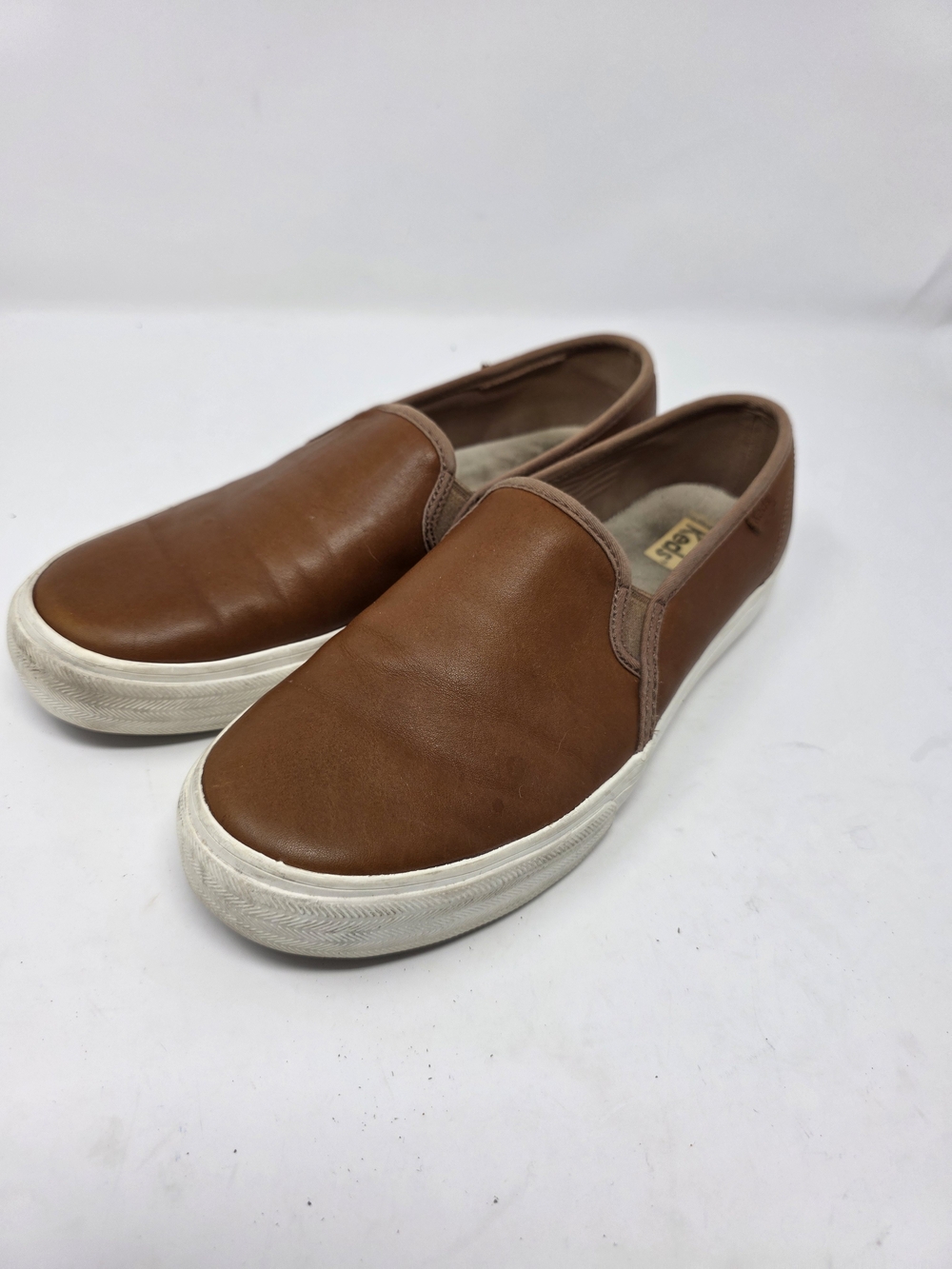 Keds Tan Leather Slip On Sneakers Women’s 6.5 Casual Brown Low Top Shoes